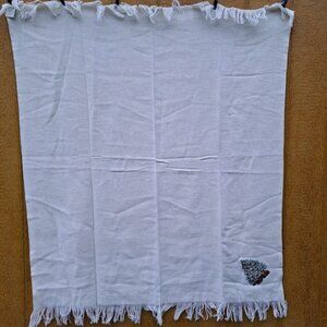 COMING HOME ivory 100% Virgin Wool Throw Embroidered Christmas Tree 48x60in USA